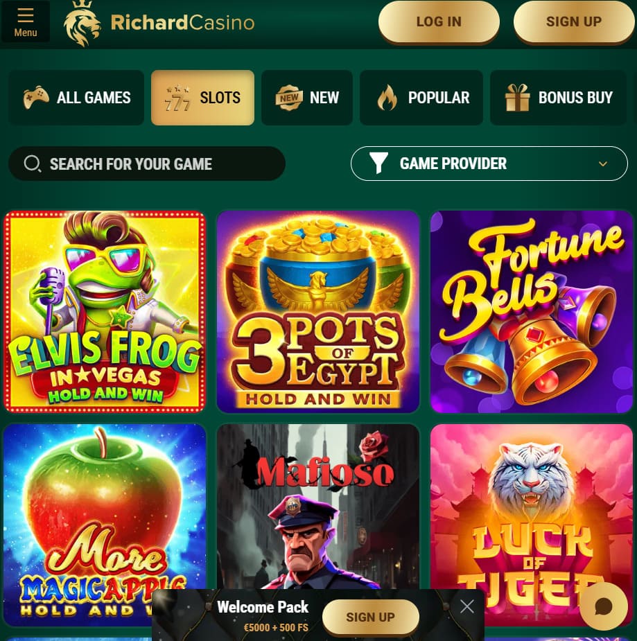 Richard Casino games on mobile screen
