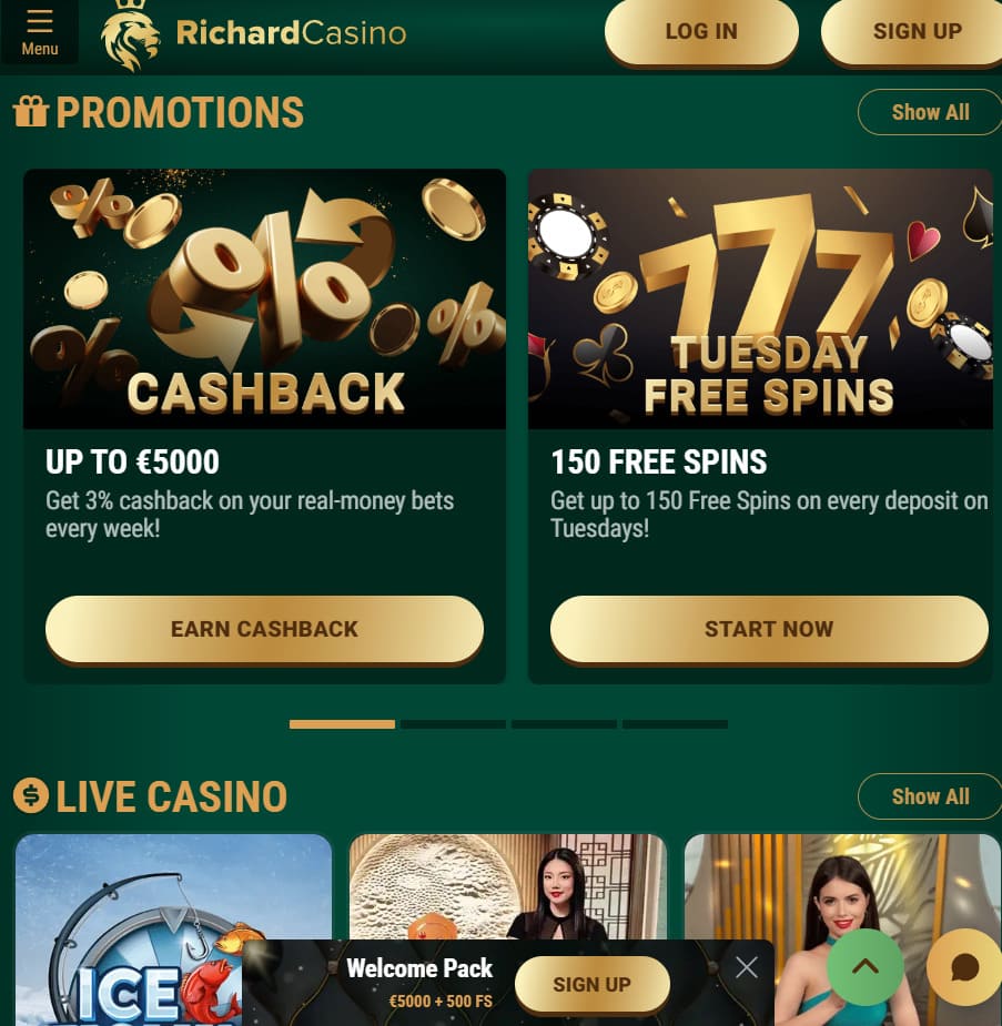 Richard Casino mobile bonus offer