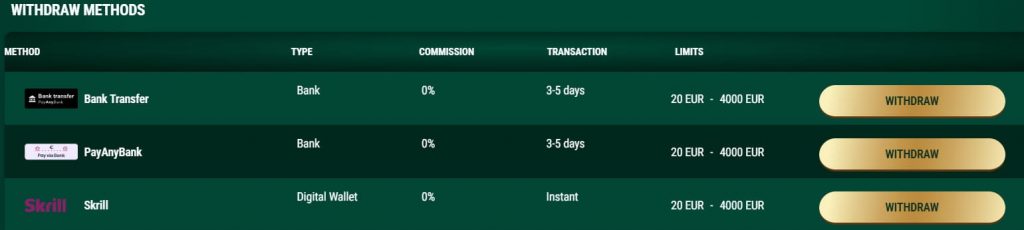 Richard Casino e-wallet options